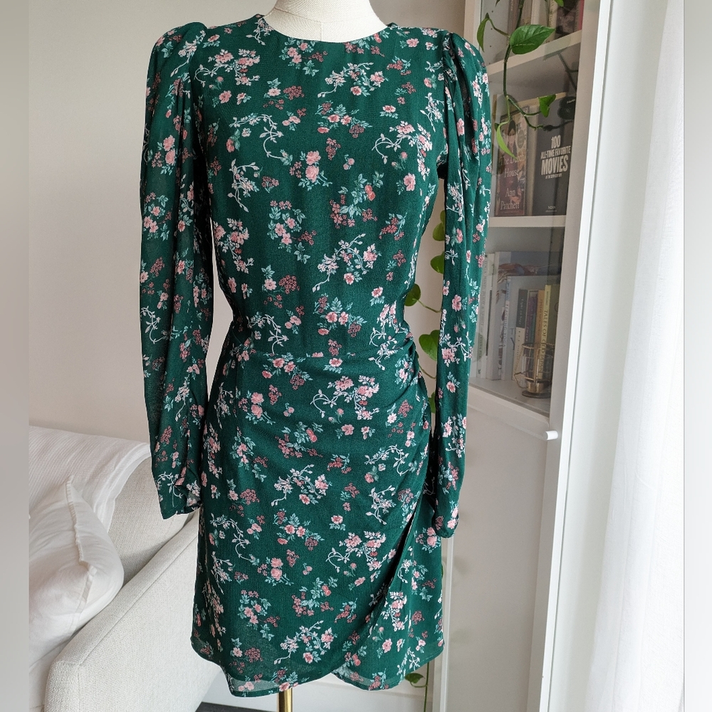 Reformation Juni Green Long Sleeve Dress - Picture 2 of 11